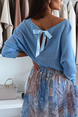 Blue 2-Piece Set: Back Bow Top with Tulle Skirt